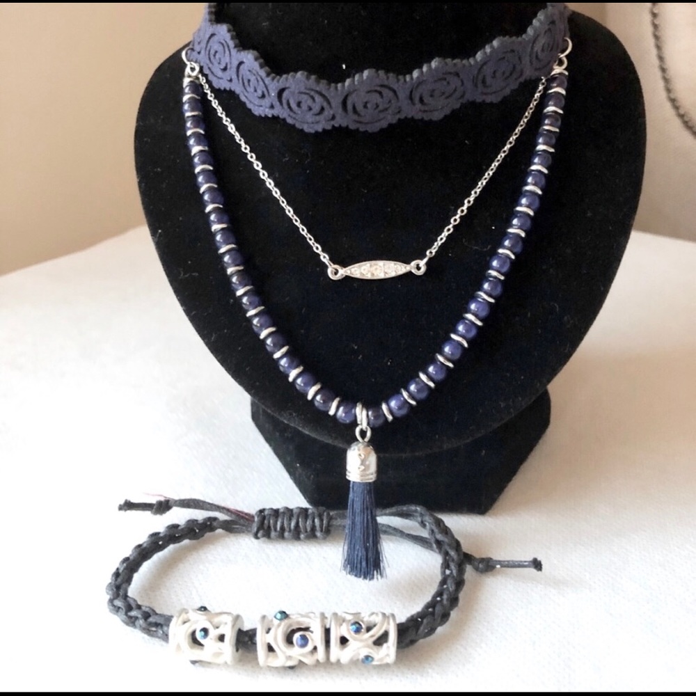 Boho layered choker / bracelet set